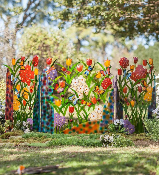 🔥SUMMER SALE🔥Colorful Metal Butterfly and Flower Garden Screen